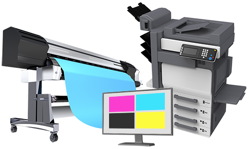 Texte 'Print' et loupe d'imprimeur